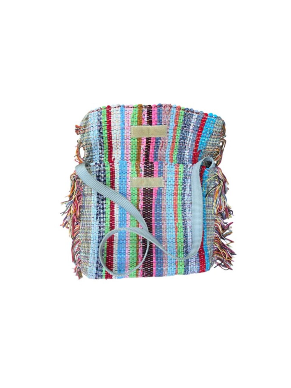 Handmade Boho Rag Rug Striped Shoulder Bag Tote - Picture 4 of 7